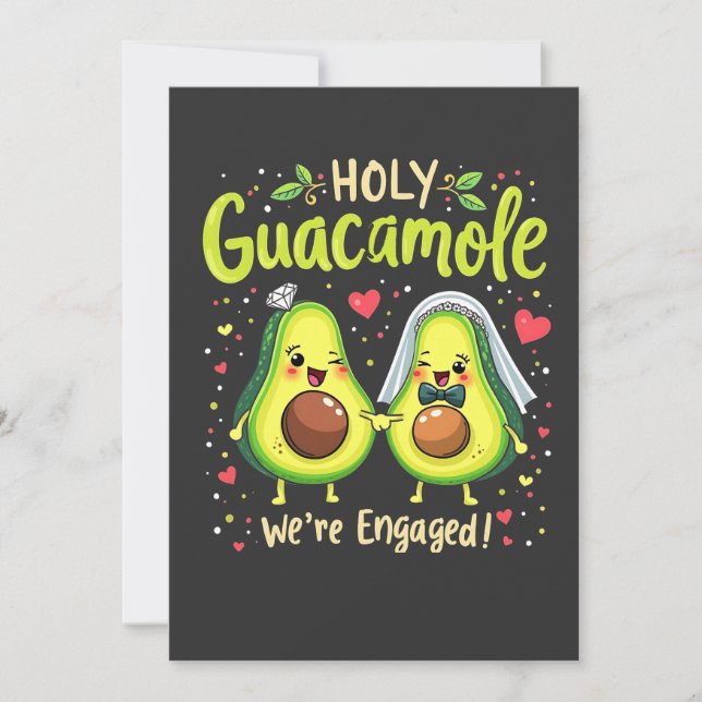 Holy Guacamole We're Engaged Couples Bride Invitation (Front)