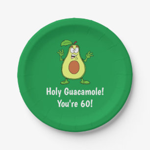 Holy Guacamole You're 60 Avocado Paper Plate