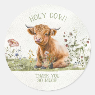 Holy Highland Cow Thank you Classic Round Sticker