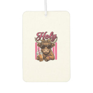 Holy Highland Cow Vintage Boba Tea Shirt Design_1 Car Air Freshener