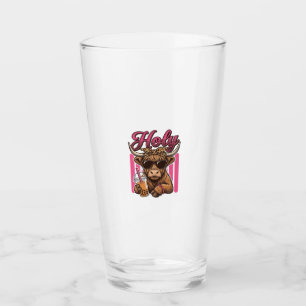 Holy Highland Cow Vintage Boba Tea Shirt Design_1 Glass