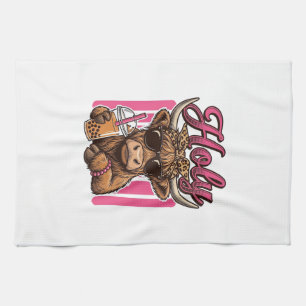 Holy Highland Cow Vintage Boba Tea Shirt Design_1 Towel