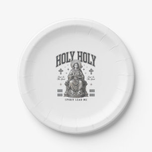 Holy Holy Vintage Engraving Religious Shirt Design Paper Plate
