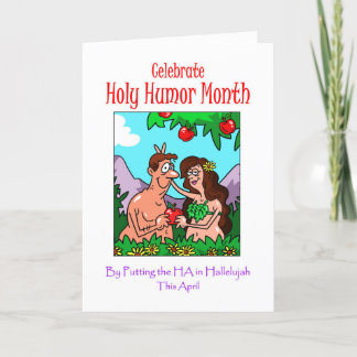 Holy Humour Month April Adam and Eve in Garden Holiday Card