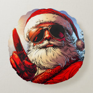 Holy Jolly Santa Divine Glow Round Cushion