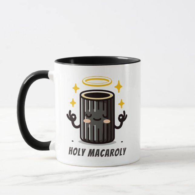 Holy Macaroly Funny Pasta Mug – Cute Meditating  (Left)