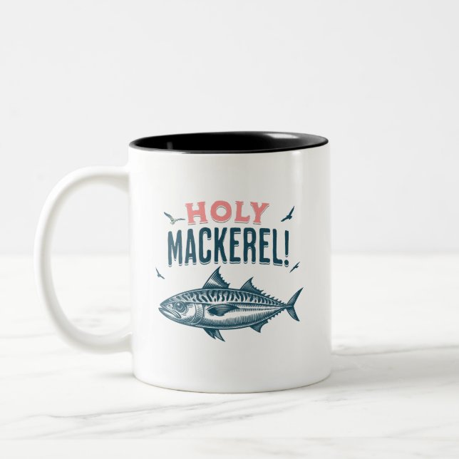 Holy Mackerel! Fun Expletive Two-Tone Coffee Mug (Left)