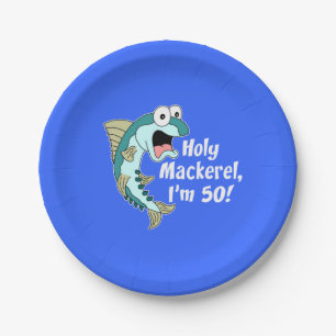 Holy Mackerel I'm 50 Blue 50th Party Plates