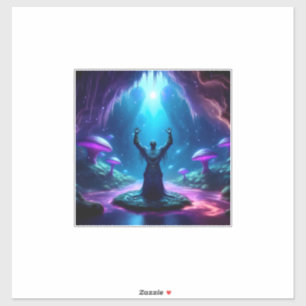 Holy Man In Cave Has Arms Raised Heavenward