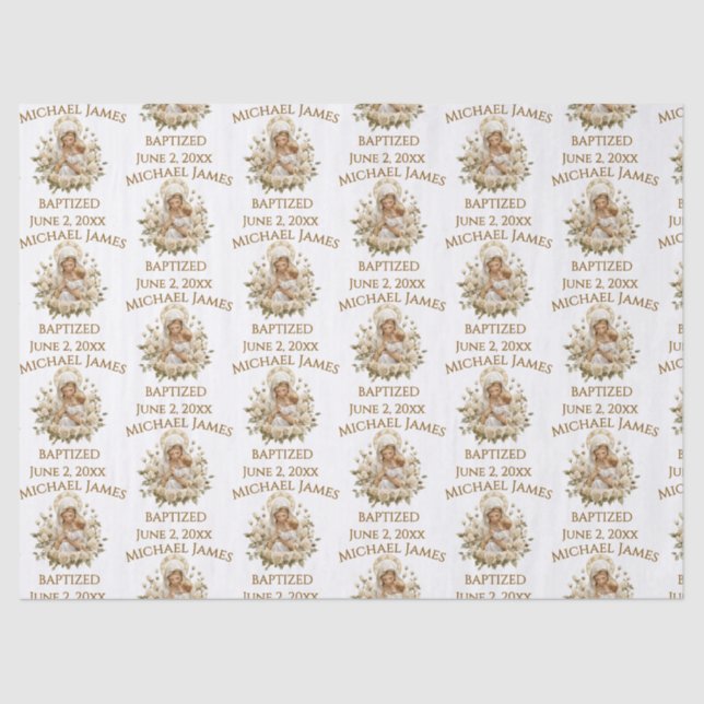Holy Mary With Child  Jesus Baptism Tissue Paper (Front)