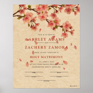 "Holy Matrimony" Fall Floral Wedding Certificate Poster