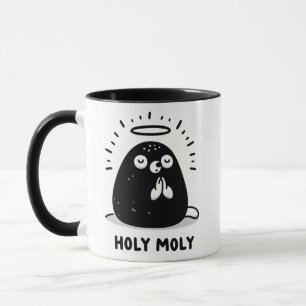 Holy Moly Floating Mole Mug – Cute Praying Pun 