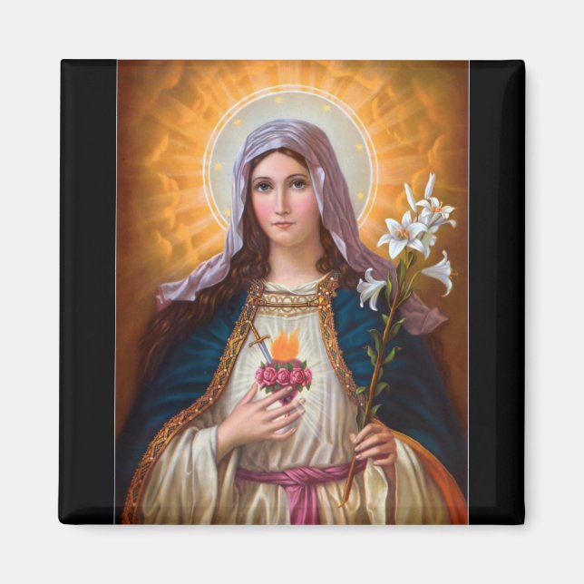 Holy mother Mary Immaculate Heart,Catholic faith Magnet (Front)
