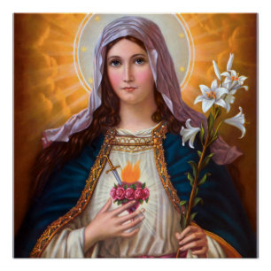 Holy mother Mary Immaculate Heart,Catholic faith, Poster