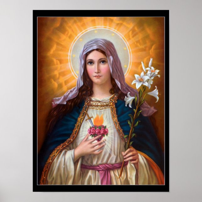 Holy Mother Mary Immaculate heart,St Mary,Catholic Poster (Front)