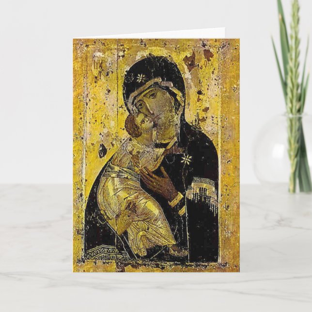 Holy Mother Mary Kyiv Madonna Icon Card Ukrainian (Front)