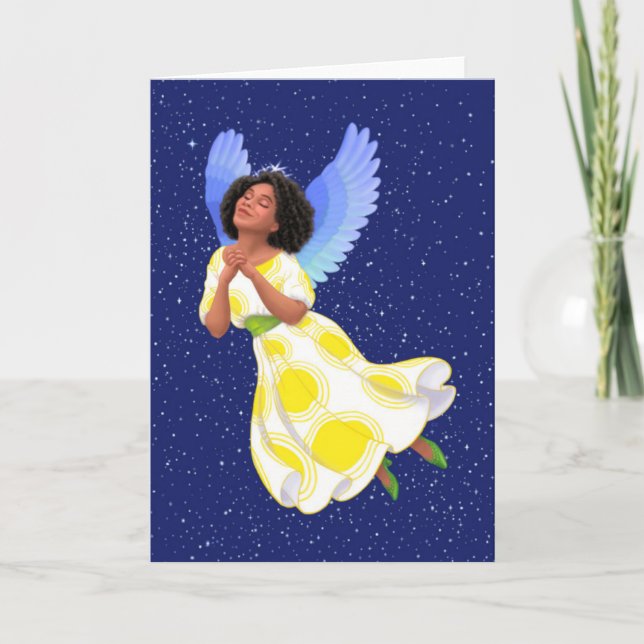 "Holy Night Angel." (without words) Greeting Card (Front)