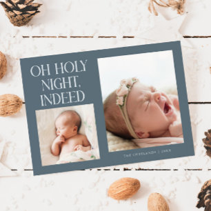 Holy Night Indeed Xmas Slate Birth Announcement