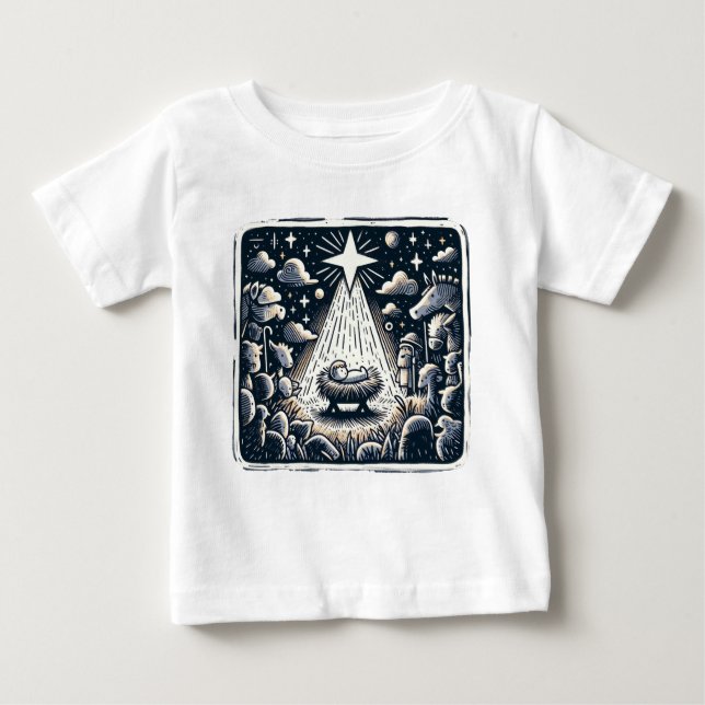 Holy Night Nativity: Contrast Art Baby T-Shirt (Front)