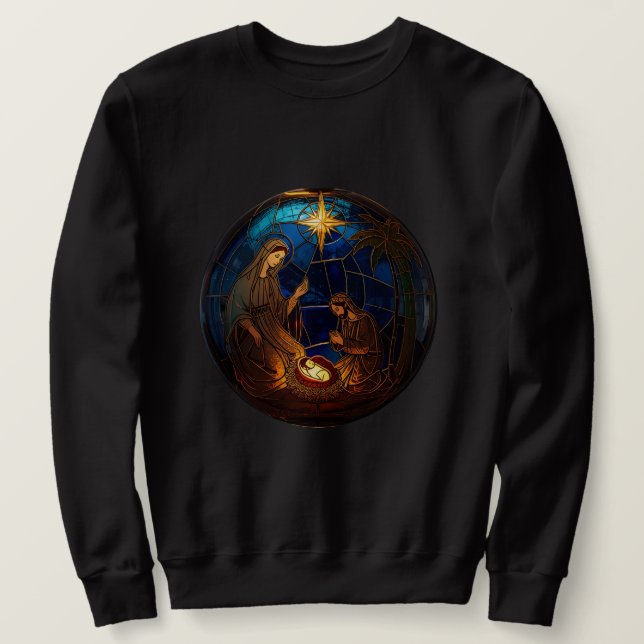Holy Night Nativity Glow Sweatshirt (Design Front)