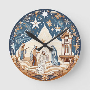 Holy Night – Nativity Scene Round Clock