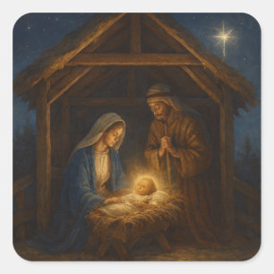 Holy Night: The Nativity of Christ Square Sticker