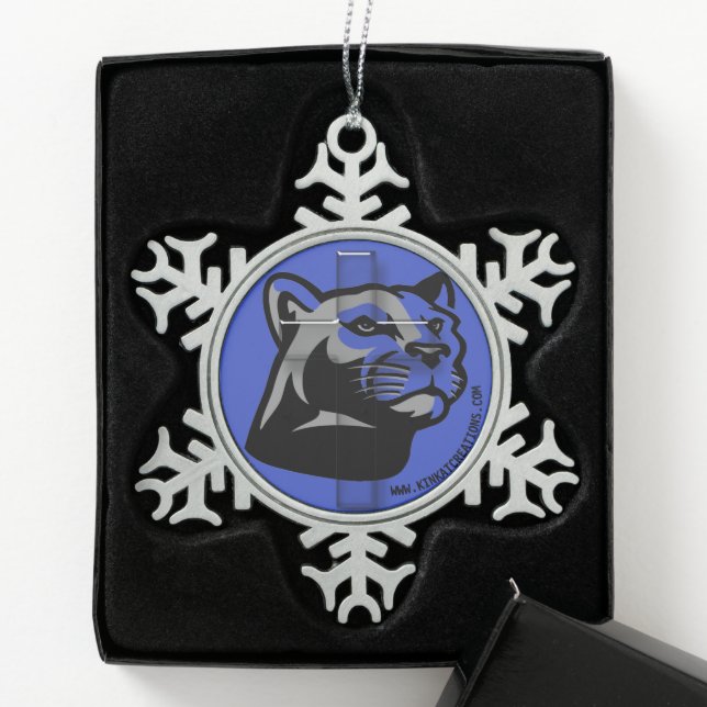 Holy Panther Snowflake Pewter Christmas Ornament (Box)