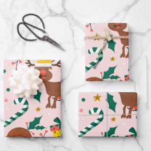 Holy Presents Candy Christmas Pink Wrapping Paper Sheet