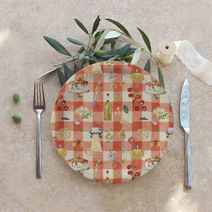 Holy Ravioli Gingham Pattern   Little Meatball  Paper Plate