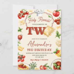 Holy Ravioli Italian Pasta Theme Boy 2nd Birthday Invitation
