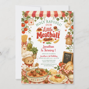 Holy Ravioli Little Meatball Italian 1st Birthday Invitation
