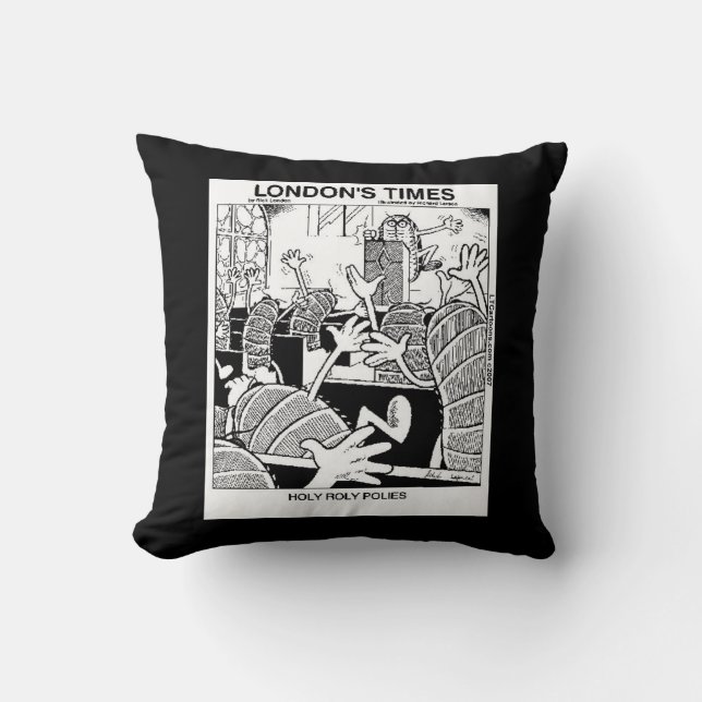 Holy Roly Polies Funny Cotton Throw Pillow (Front)