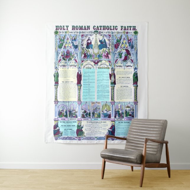Holy Roman Catholic Faith Infographic Chart Tapestry (In Situ)