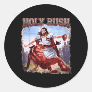 Holy Rush Christian Football Game Day Shirt Jesus Classic Round Sticker