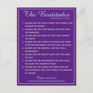 Holy Scripture Matthew 5:3 to 5:10 Beatitudes Holiday Postcard