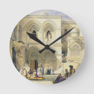 Holy Sepulchre, in Jerusalem (colour litho) Round Clock