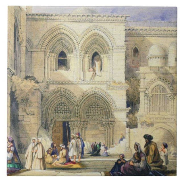Holy Sepulchre, in Jerusalem (colour litho) Tile (Front)