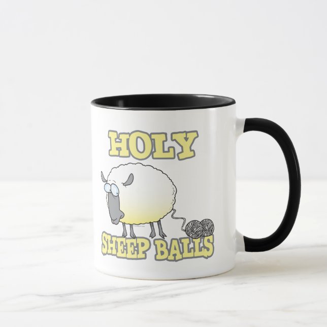 holy sheep balls funny unraveling yarn sheep mug (Right)