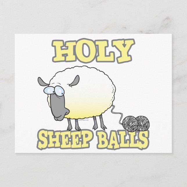 holy sheep balls funny unraveling yarn sheep postcard (Front)