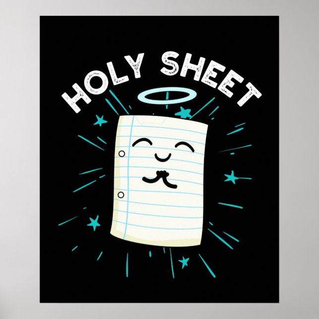 Holy Sheet Funny Halo Paper Pun Dark BG Poster (Front)