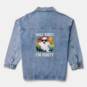 Holy Sheet I'm Forty   Funny 40th Birthday Denim Jacket