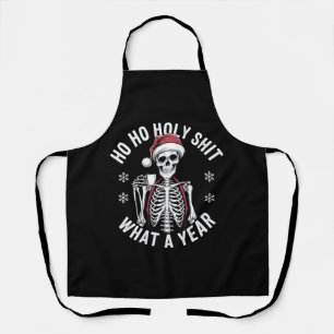 Holy Shirt What A Year Christmas Humour Skeleton Apron