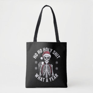Holy Shirt What A Year Christmas Humour Skeleton Tote Bag