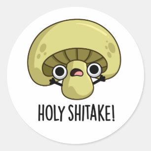 Holy Shitake Funny Mushroom Pun  Classic Round Sticker