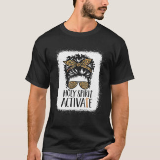 Holy Spirit Activate Black Mum Life Leopard Messy T-Shirt
