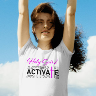 Holy Spirit Activate - Pink Cross T-Shirt