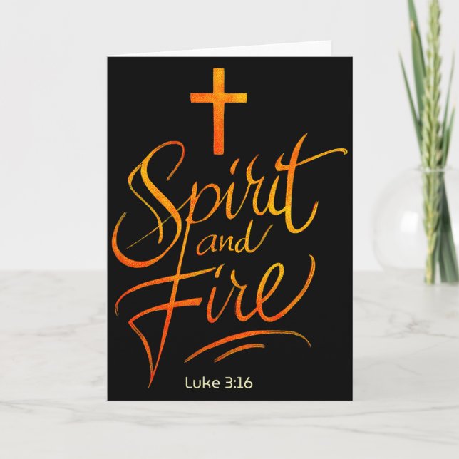 Holy Spirit &amp; Fire Christian Cross Of Jesus, L Card (Front)