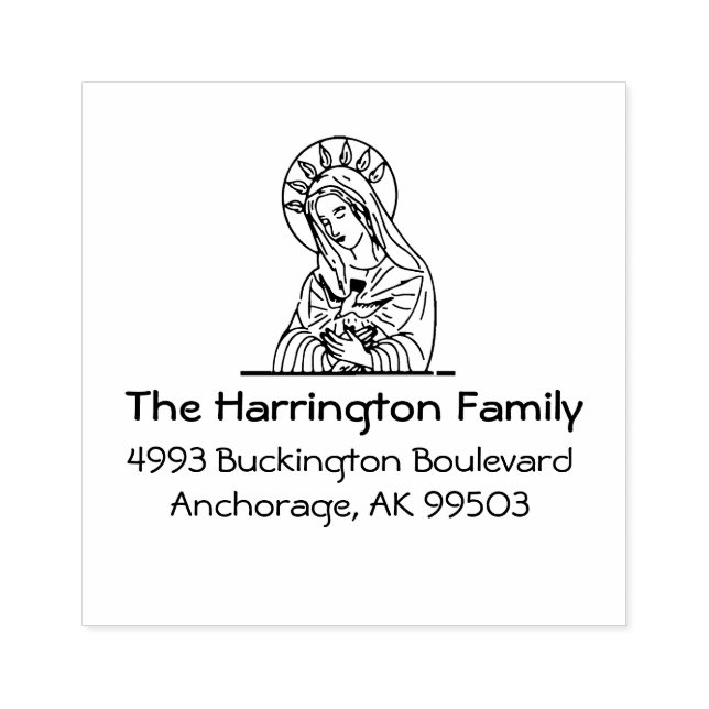 Holy Spirit Blessed  Virgin Mary Return Address Rubber Stamp (Imprint)