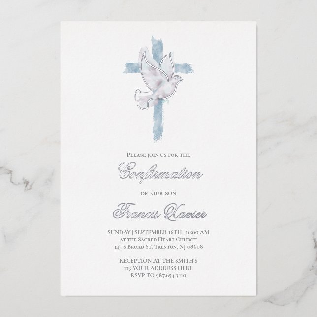 Holy Spirit blue cross Confirmation (Front)