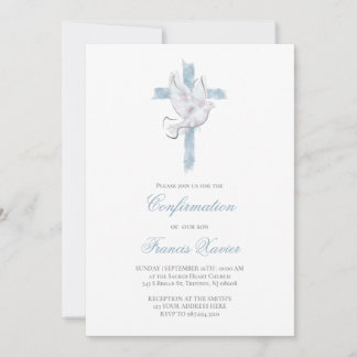 Holy Spirit blue cross Confirmation Invitation
